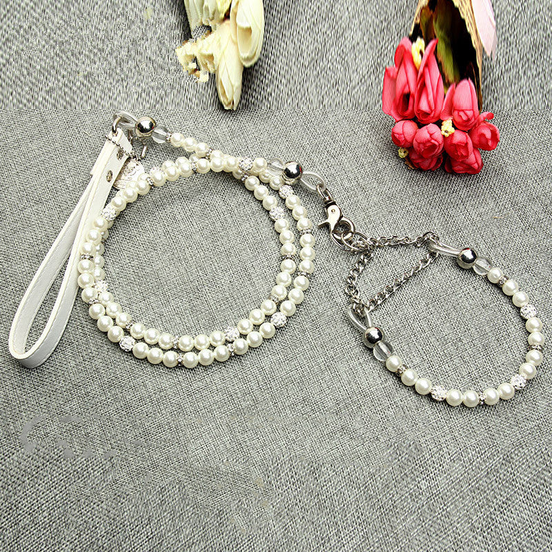 Pet leash pearl collar