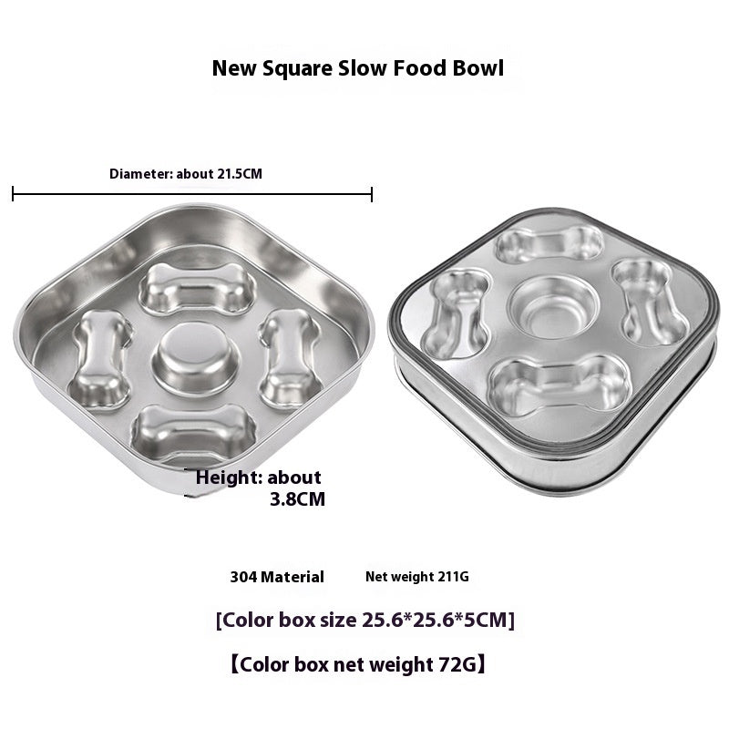Stainless Steel Pet Slow Feeding Bowl