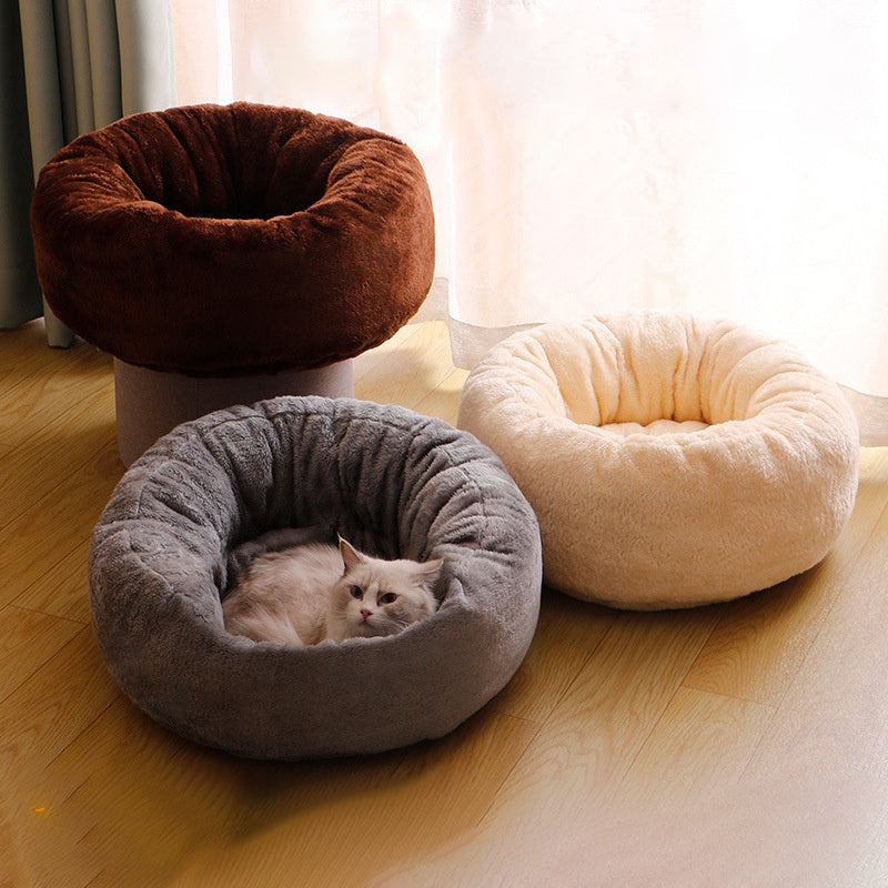 Pet Bed Long Plush Donut