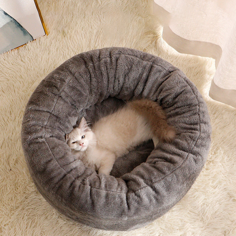 Pet Bed Long Plush Donut