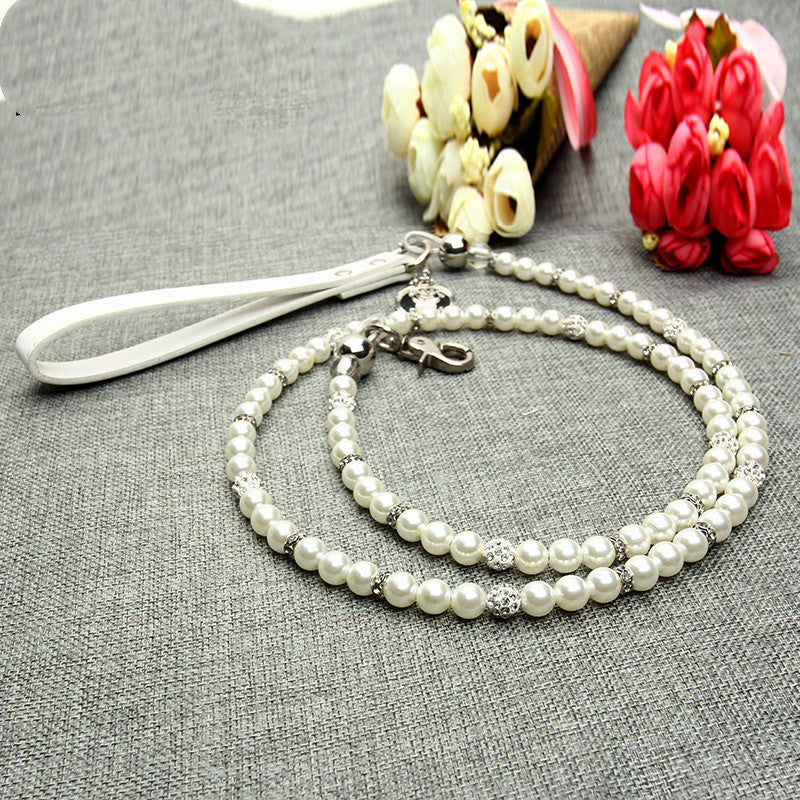 Pet leash pearl collar