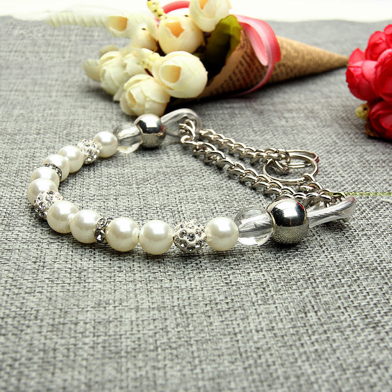 Pet leash pearl collar