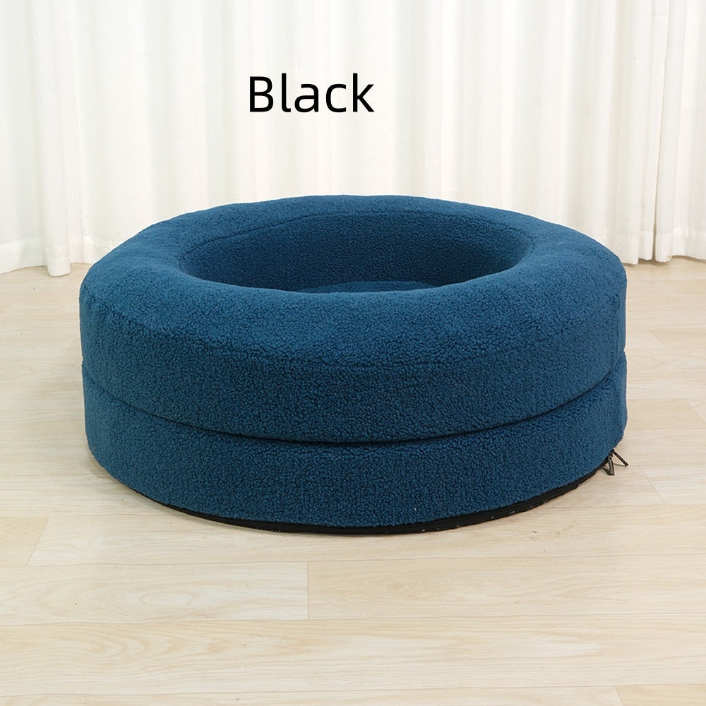 Household Solid Color Leisure Pet Round Bed