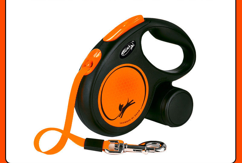 Orange Automatic Retractable Walking Pet Leash