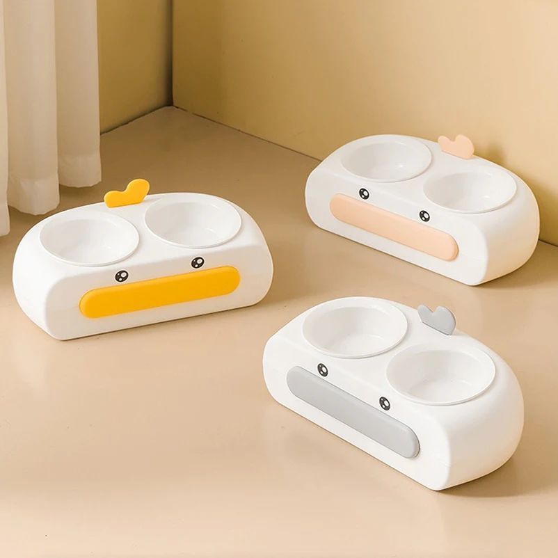 Duck Design Pet Double Bowl Feeding Supplies