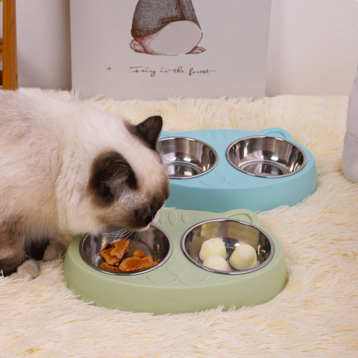 Cat Drinking Water Feeding Basin
